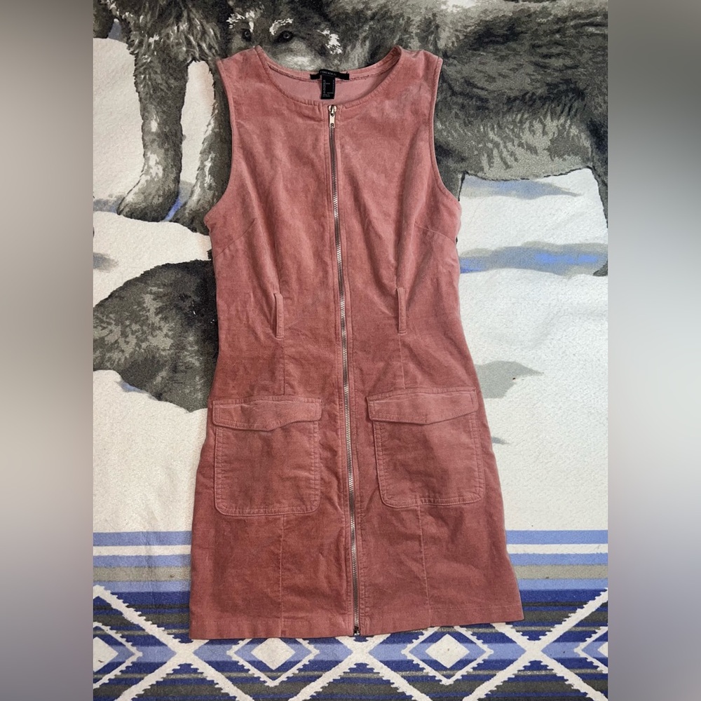 Forever 21 Faux Suede Zip Up Pink Mini Dress Size S